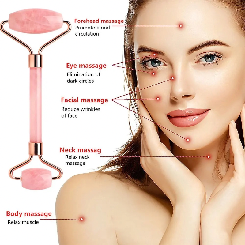 Rose Quartz Crystal Gua sha Face Massager
