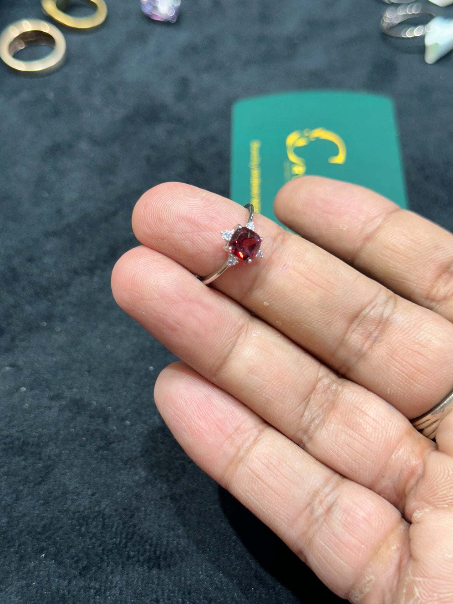 Garnet Adjustable Rings in Silver 925