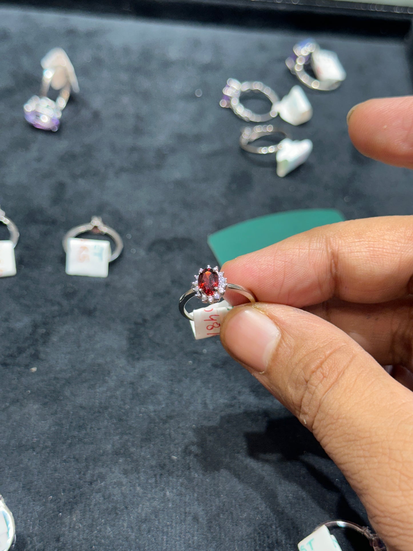 Garnet Adjustable Ring in Silver 925