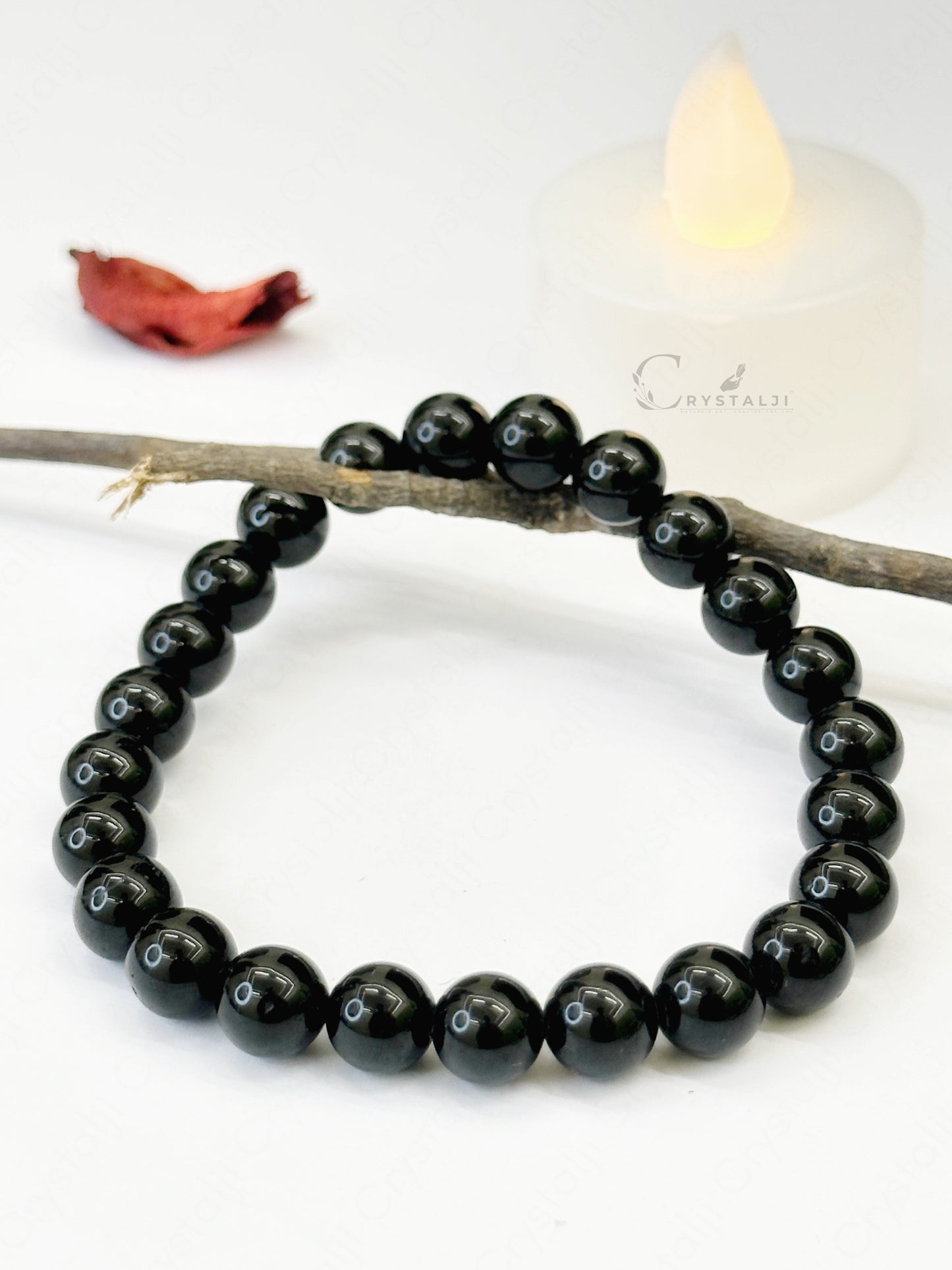 Black Obsidian Crystal Bracelet | (Against Negative Energies & Unlucky Thoughts) | Stylish Charm Stone Bracelet for Men & Women With 8MM Beads