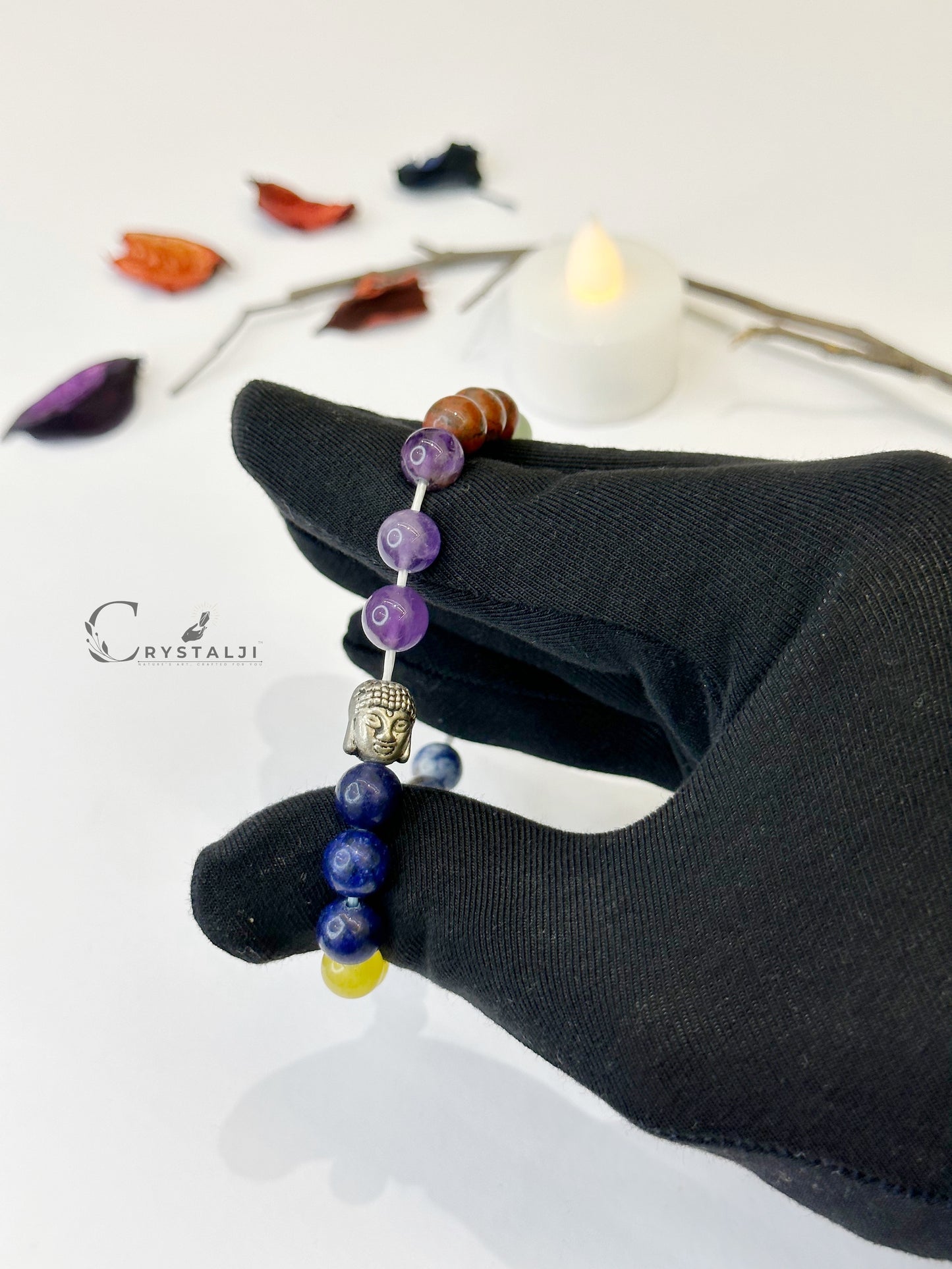 Seven Chakra Buddha Bracelet | Adjustable Bracelet | Stylish Charm Stone Bracelet for Men & Women With 8MM Beads