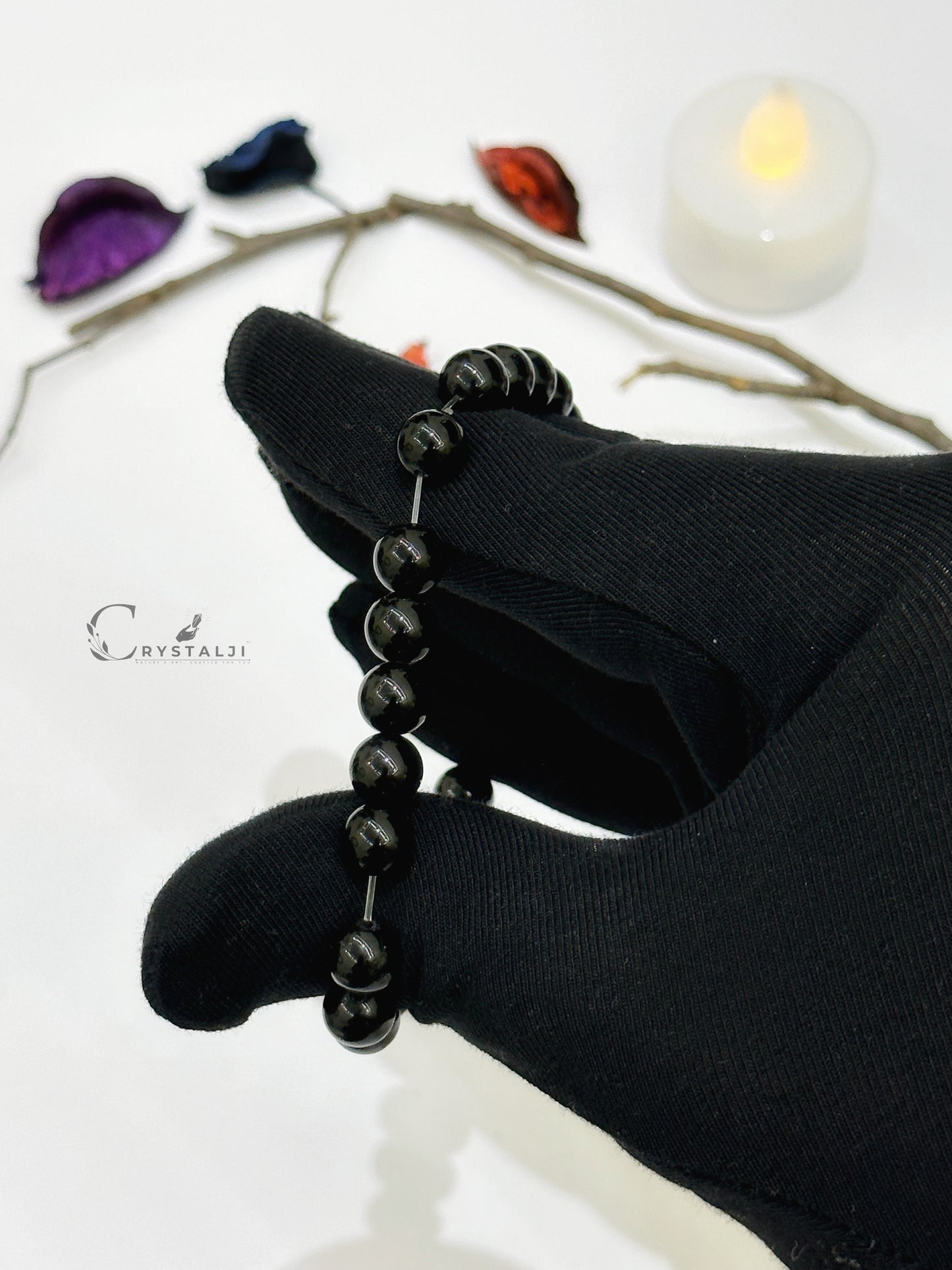 Black Obsidian Crystal Bracelet | (Against Negative Energies & Unlucky Thoughts) | Stylish Charm Stone Bracelet for Men & Women With 8MM Beads