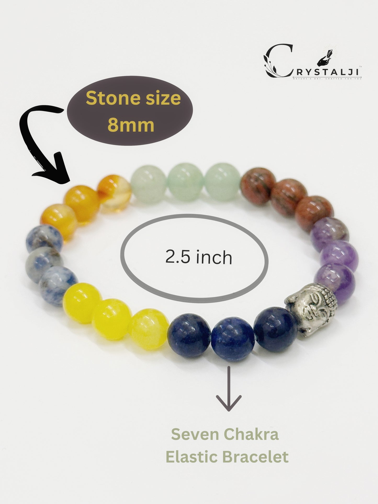 Seven Chakra Buddha Bracelet | Adjustable Bracelet | Stylish Charm Stone Bracelet for Men & Women With 8MM Beads