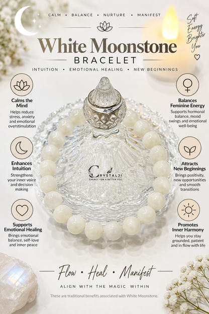 White Moonstone Bracelet (Emotional Balance, Divine Feminine)