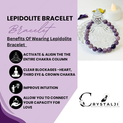 Lepidolite Bracelet 8MM (Electromagnetic protection & Stress Reduction)