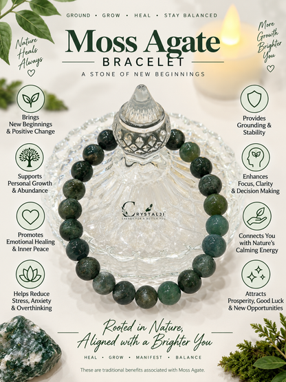Moss Agate Bracelet (Improve Emotional Balance)