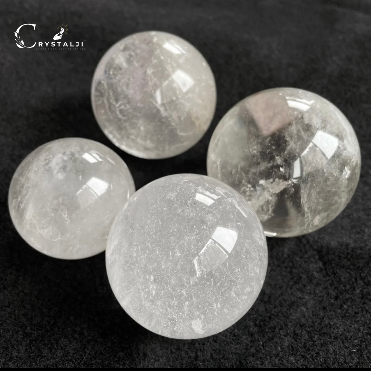 Natural Clear Quartz Sphere Balls Premium Quality with Free Stand (Focus, Concentration & Meditation)