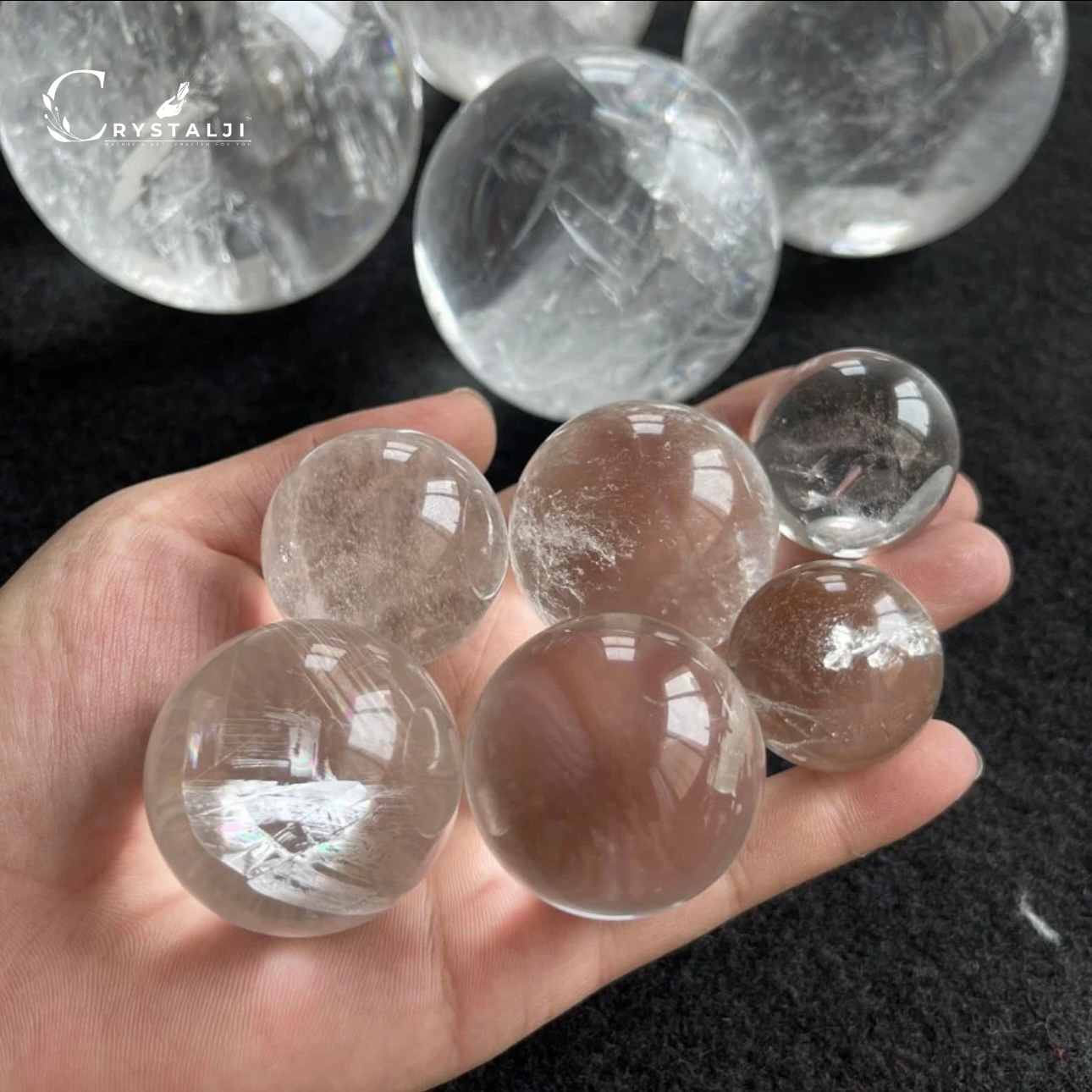 Natural Clear Quartz Sphere Balls Premium Quality with Free Stand (Focus, Concentration & Meditation)