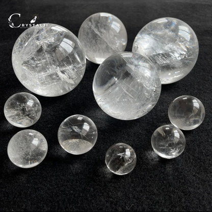 Natural Clear Quartz Sphere Balls Premium Quality with Free Stand (Focus, Concentration & Meditation)