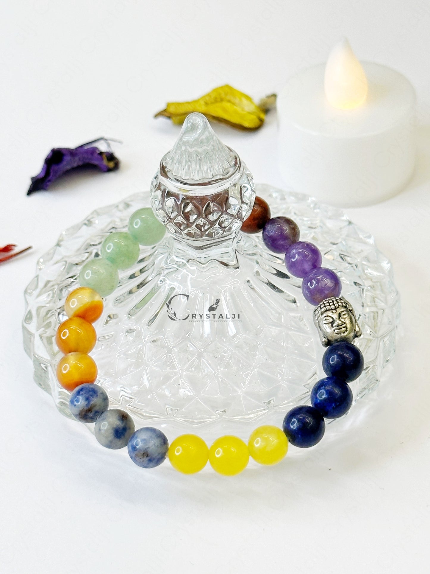 Seven Chakra Buddha Bracelet | Adjustable Bracelet | Stylish Charm Stone Bracelet for Men & Women With 8MM Beads