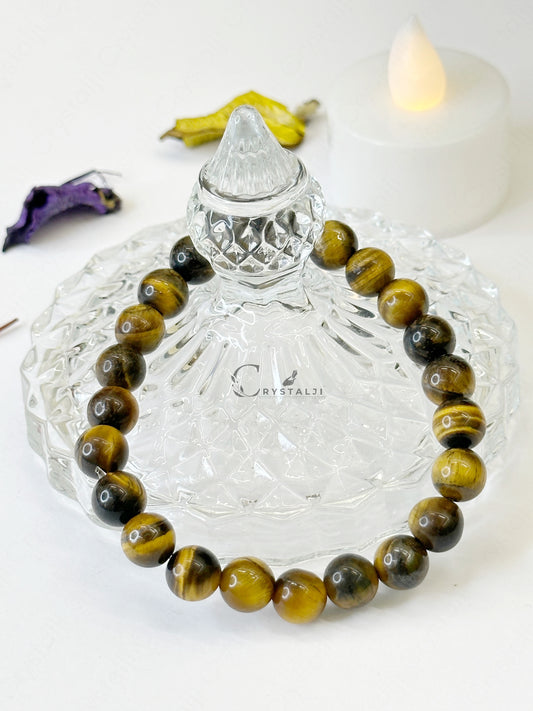 Tiger Eye Bracelet (Courage, Will Power) | Stylish Charm Stone Bracelet for Men & Women With 8MM Beads