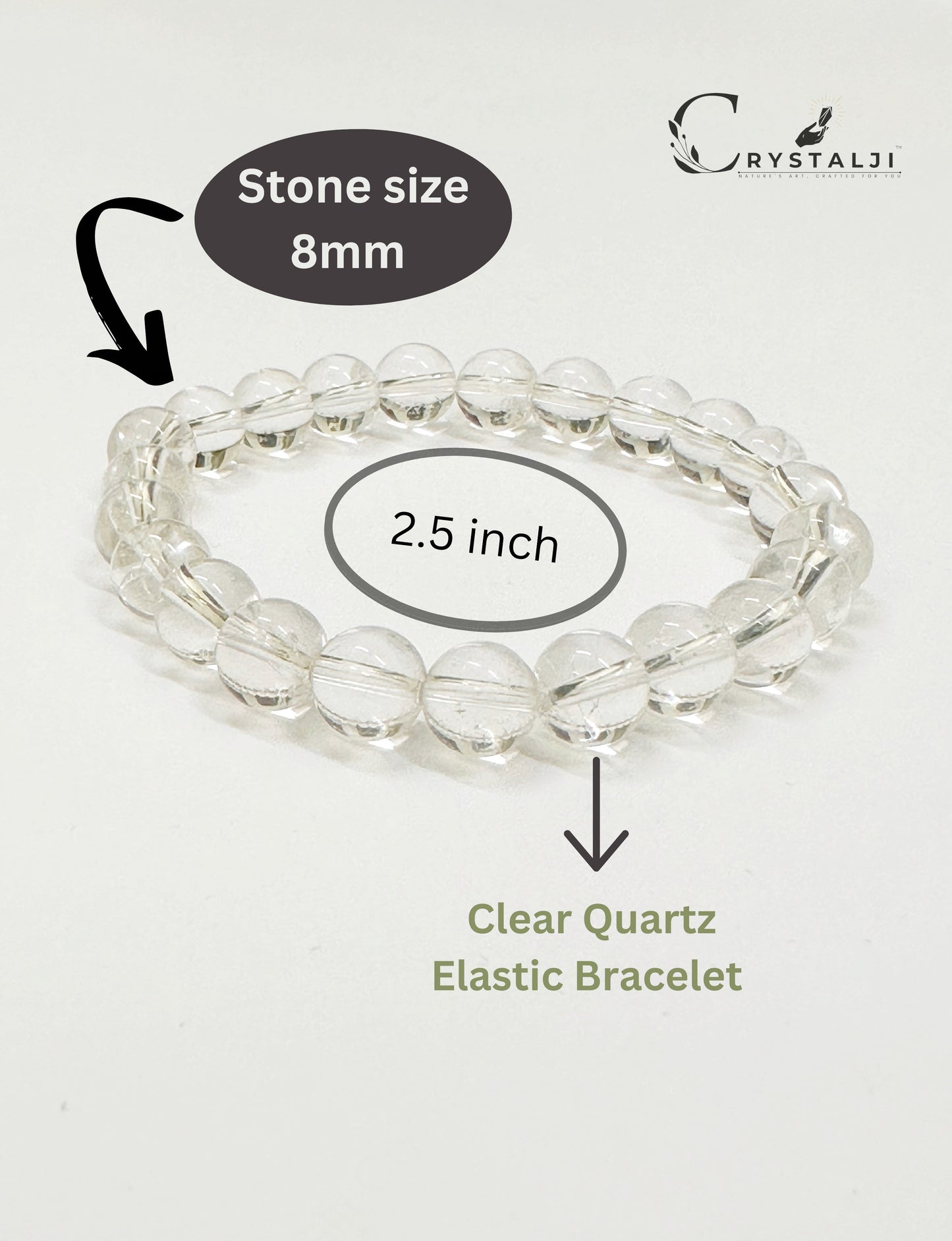 Clear Quartz Bracelet (Positivity & Energy) | Stylish Charm Stone Bracelet for Men & Women With 8MM Beads